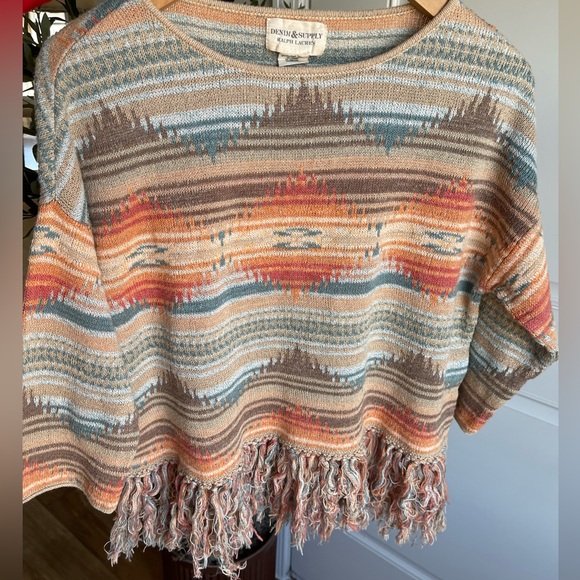 Demin & Supply Ralph Lauren fringe sweater womens size Large - Picture 4 of 7